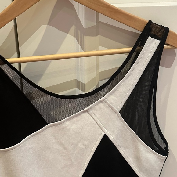 BEBE Mesh Bandage White and Black Mini Dress - Picture 4 of 5